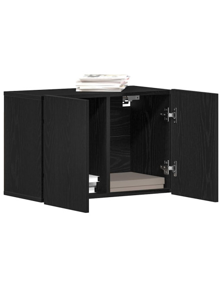 Mobile TV Rovere Nero 60x30x41 cm in Legno Massello