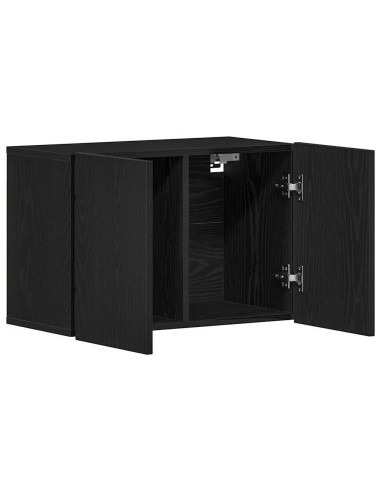 Mobile TV Rovere Nero 60x30x41 cm in Legno Massello