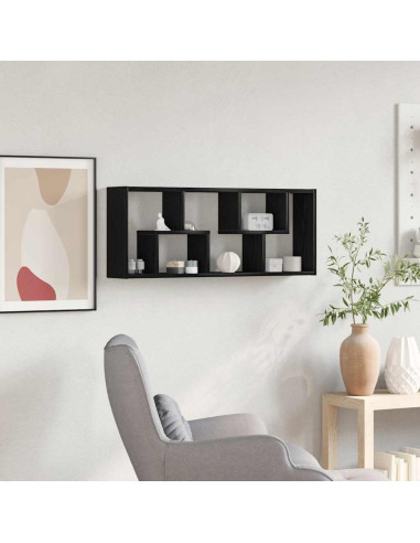 Mensola da parete in rovere nero 36x16x90 cm in legno composito