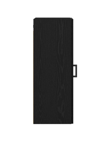 Mobiletto da Parete Rovere Nero 34,5x34x90 cm in Legno Massello