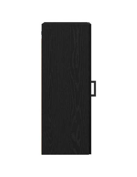 Mobiletto da Parete Rovere Nero 34,5x34x90 cm in Legno Massello