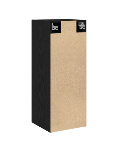 Mobiletto da Parete Rovere Nero 34,5x34x90 cm in Legno Massello