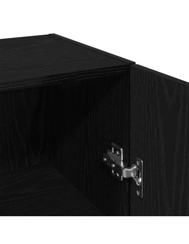 Mobiletto da Parete Rovere Nero 34,5x34x90 cm in Legno Massello