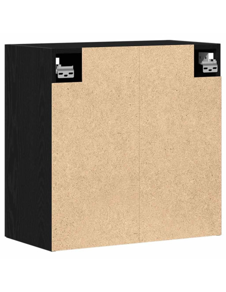 Mobiletto da Parete Rovere Nero 60x31x60 cm in Legno Massello