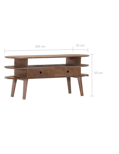 Mobile Porta TV 110x35x50cm in Legno Massello di Acacia