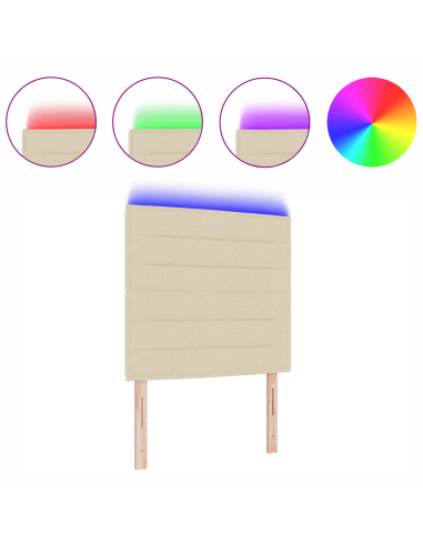 Testiera LED con luci a strisce a LED Crema 80 cm Poliestere