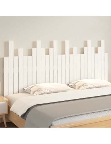 Testiera da Parete Bianca 166x3x80 cm in Legno Massello di Pino