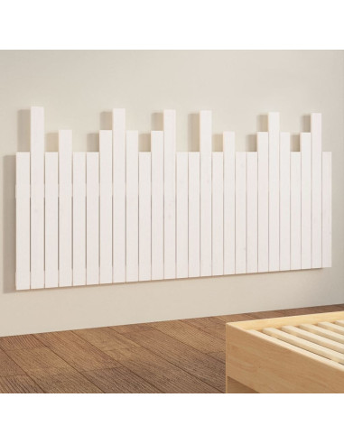 Testiera da Parete Bianca 166x3x80 cm in Legno Massello di Pino