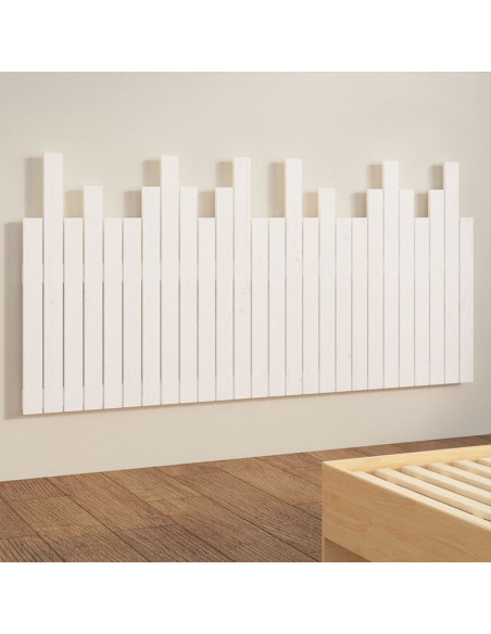 Testiera da Parete Bianca 166x3x80 cm in Legno Massello di Pino