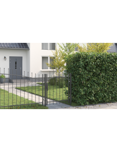 Cancello da giardino con blocco Grigio 150 x 100 cm Acciaio