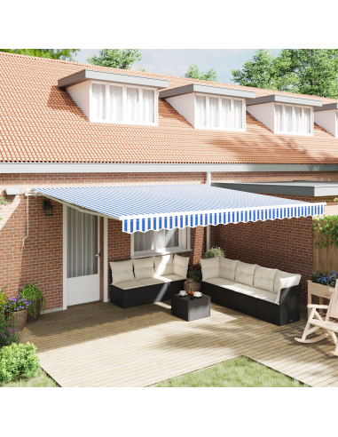 Tenda Retrattile Blu e Bianco 500 × 300 cm