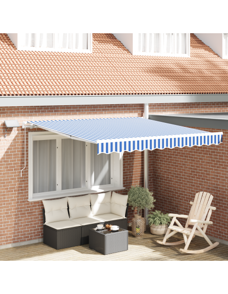 Tenda Retrattile Blu e bianco 3.5 x 2.5 m Tessuto e metallo