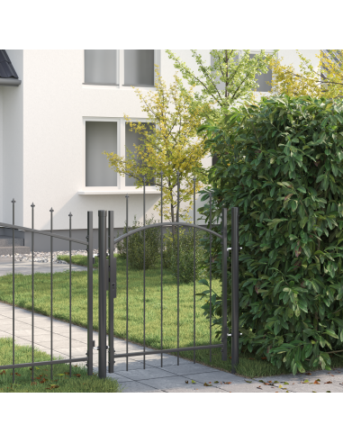 Cancello da giardino con blocco Grigio 100 x 100 cm Acciaio