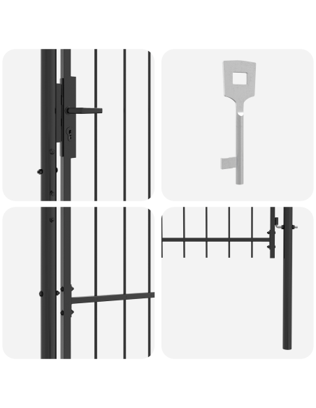 Cancello da giardino con blocco Grigio 125 x 100 cm Acciaio