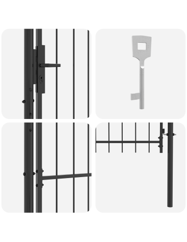 Cancello da giardino con blocco Grigio 150 x 100 cm Acciaio