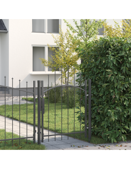 Cancello da giardino con blocco Grigio 150 x 100 cm Acciaio