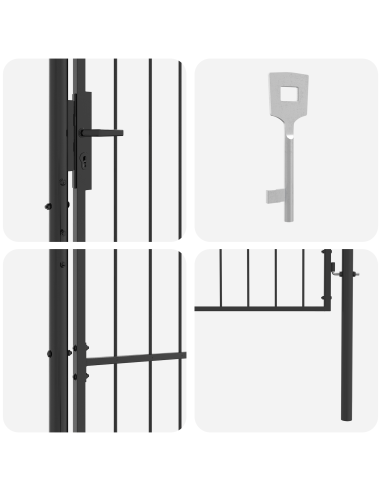 Cancello da giardino con blocco Grigio 200 x 100 cm Acciaio