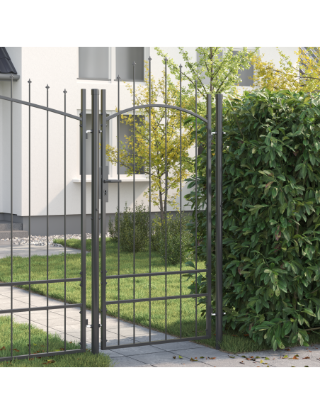 Cancello da giardino con blocco Grigio 200 x 100 cm Acciaio