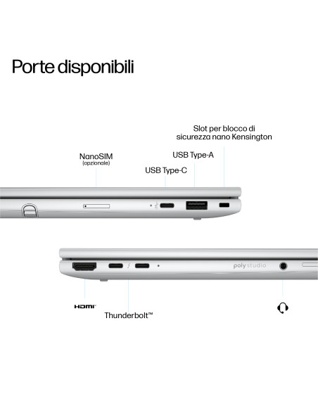 HP EliteBook 8 Flip G1i AI Intel Core Ultra 7 255U Ibrido (2 in 1) 33,8 cm (13.3") Touch screen WUXGA 32 GB LPDDR5x-SDRAM 1 TB S