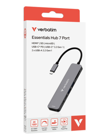 Verbatim 32158 hub di interfaccia USB 3.2 Gen 1 (3.1 Gen 1) Type-C 5000 Mbit/s Grigio