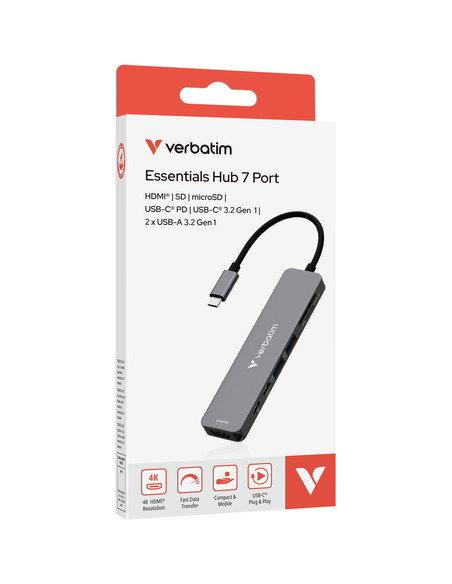 Verbatim 32158 hub di interfaccia USB 3.2 Gen 1 (3.1 Gen 1) Type-C 5000 Mbit/s Grigio
