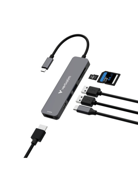 Verbatim 32156 hub di interfaccia USB 3.2 Gen 1 (3.1 Gen 1) Type-C 5000 Mbit/s Grigio