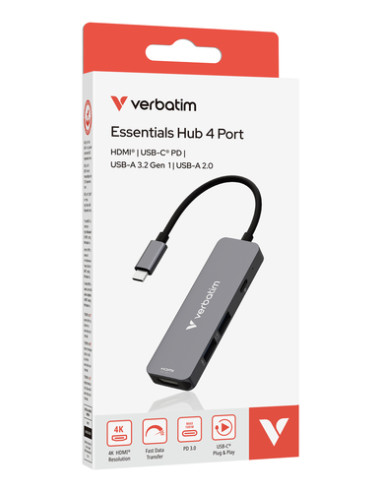 Verbatim 32155 hub di interfaccia USB 3.2 Gen 1 (3.1 Gen 1) Type-C 5000 Mbit/s Grigio