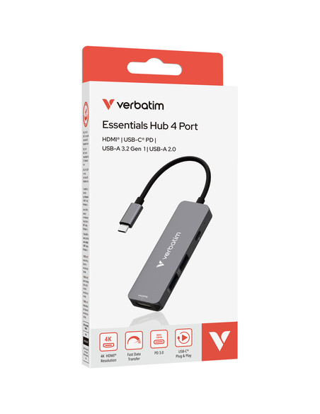 Verbatim 32155 hub di interfaccia USB 3.2 Gen 1 (3.1 Gen 1) Type-C 5000 Mbit/s Grigio