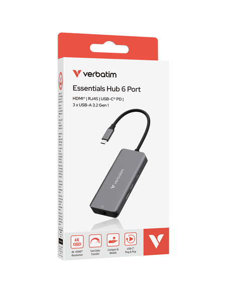 Verbatim 32157 hub di interfaccia USB 3.2 Gen 1 (3.1 Gen 1) Type-C 5000 Mbit/s Grigio