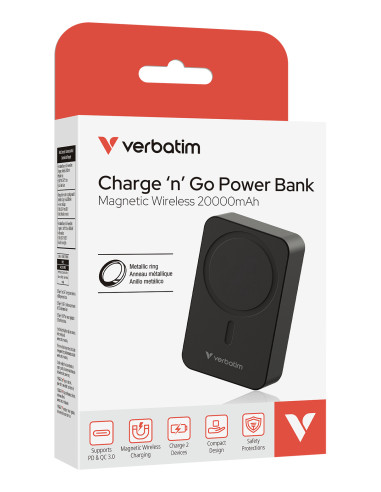 Verbatim Charge 'n' Go Essentials 20000 mAh Carica wireless Nero