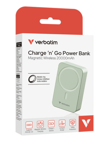 Verbatim Charge 'n' Go Essentials 20000 mAh Carica wireless Verde