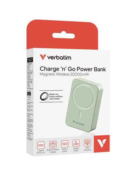 Verbatim Charge 'n' Go Essentials 20000 mAh Carica wireless Verde