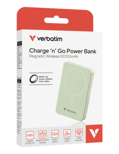 Verbatim Charge 'n' Go Essentials 10000 mAh Carica wireless Verde