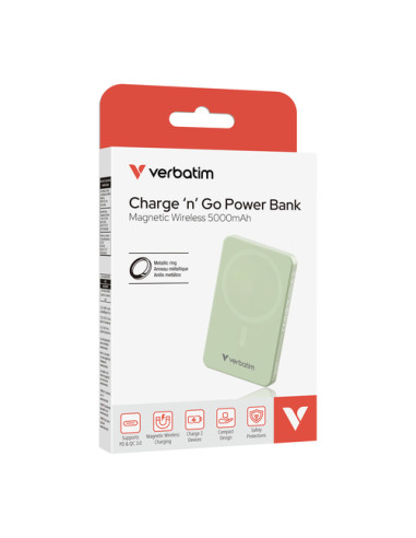 Verbatim Charge 'n' Go Essentials 5000 mAh Carica wireless Verde