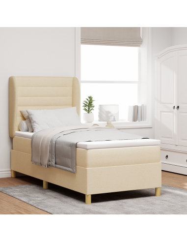 Letto a molle con materasso Crema 200 x 80 cm Tessuto