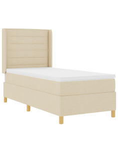 Letto a molle con materasso Crema 80 x 200 cm Tessuto 2