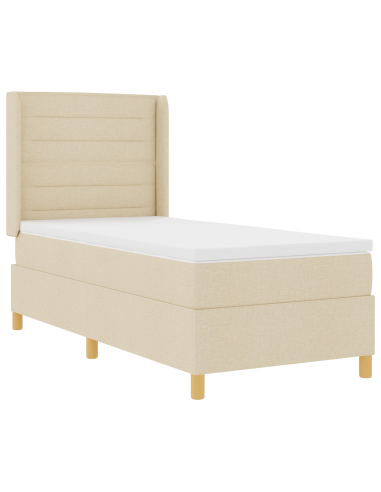 Letto a molle con materasso Crema 80 x 200 cm Tessuto