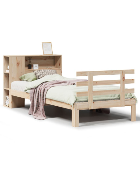 Giroletto con Libreria senza Materasso 75x190 cm in Legno Pino