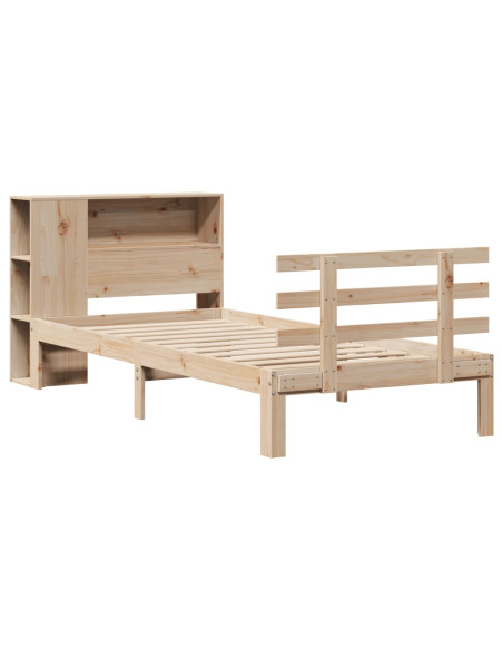 Giroletto con Libreria senza Materasso 75x190 cm in Legno Pino