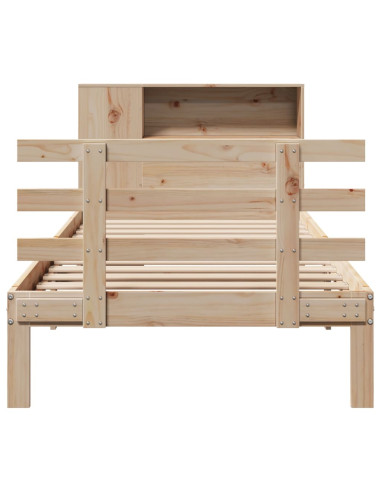 Giroletto con Libreria senza Materasso 75x190 cm in Legno Pino