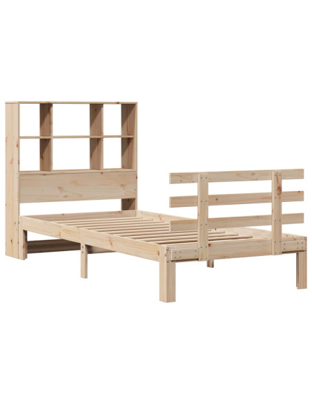 Giroletto con Libreria senza Materasso 75x190 cm in Legno Pino
