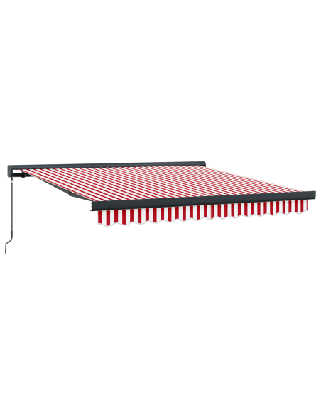 Tenda retrattile manuale a strisce rosse e bianche 350x250 cm