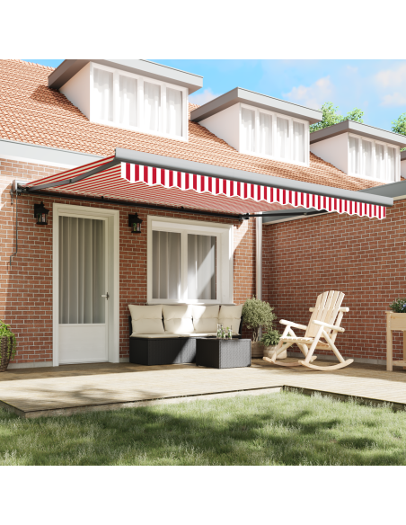 Tenda Retrattile Manuale Strisce Rosse e Bianche 400x300 cm