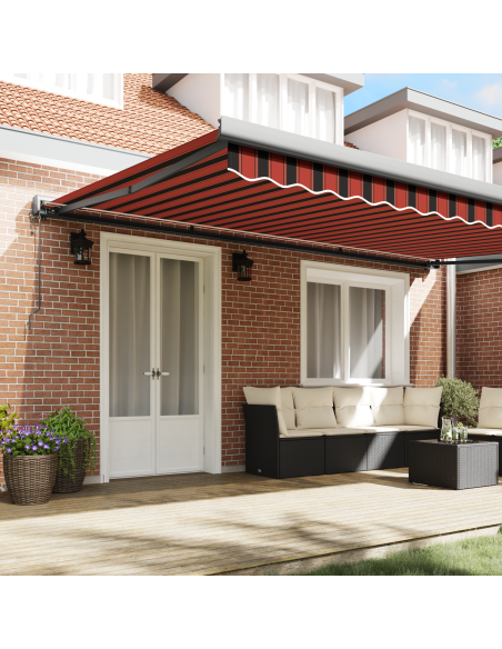 Tenda Retrattile Automatica - Arancione e Marrone 500x300 cm