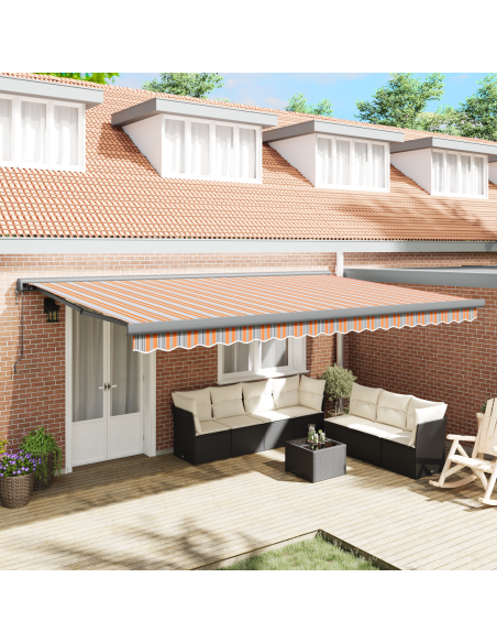 Tenda Retrattile Automatica a Righe Multicolore 500x300 cm
