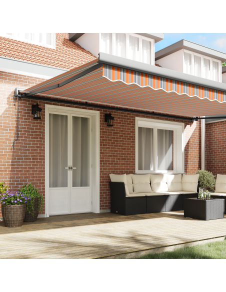 Tenda Retrattile Automatica a Righe Multicolore 500x300 cm