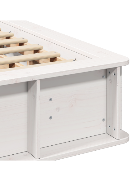 Struttura letto con contenitore sollevabile bianca 160x200 cm in legno massiccio di pino