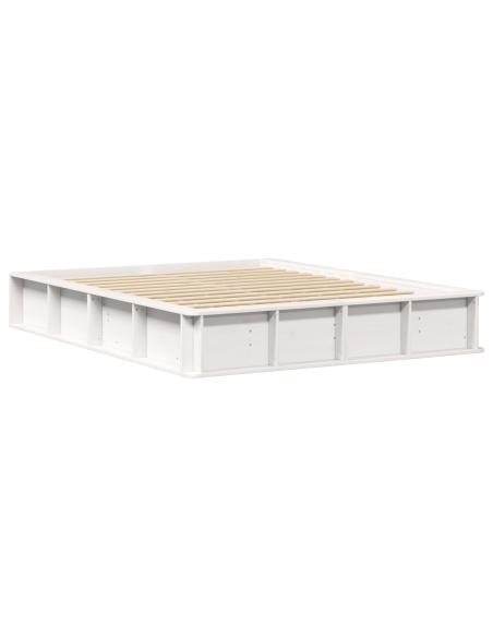 Struttura letto con contenitore sollevabile bianca 160x200 cm in legno massiccio di pino