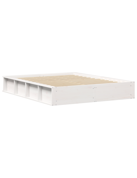 Struttura letto con contenitore sollevabile bianca 160x200 cm in legno massiccio di pino