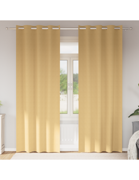 Tende Blackout con Anelli 2 pcs Beige 245 x 140 cm Poliestere